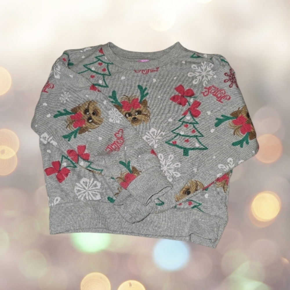 JoJo Siwa Girls’ Fleece Pullover Size 6/6X Holiday Puppy & Tree Print